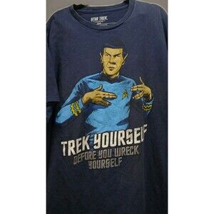 Star Trek Spock Trek Yourself Before You Wreck Yourself Tee Men’s 2XL 2011 Blue